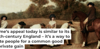 The first basic income proposals were a reaction to the seizure of common fields by English landlords. George Stubbs/The Yorck Project, CC BY